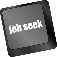 Keyboard key with enter button job seek, business concept