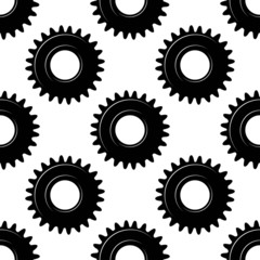 Black seamless gears or cogwheels pattern