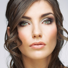 Obraz premium Woman beauty portrait, sensual open lips. Long hair style.