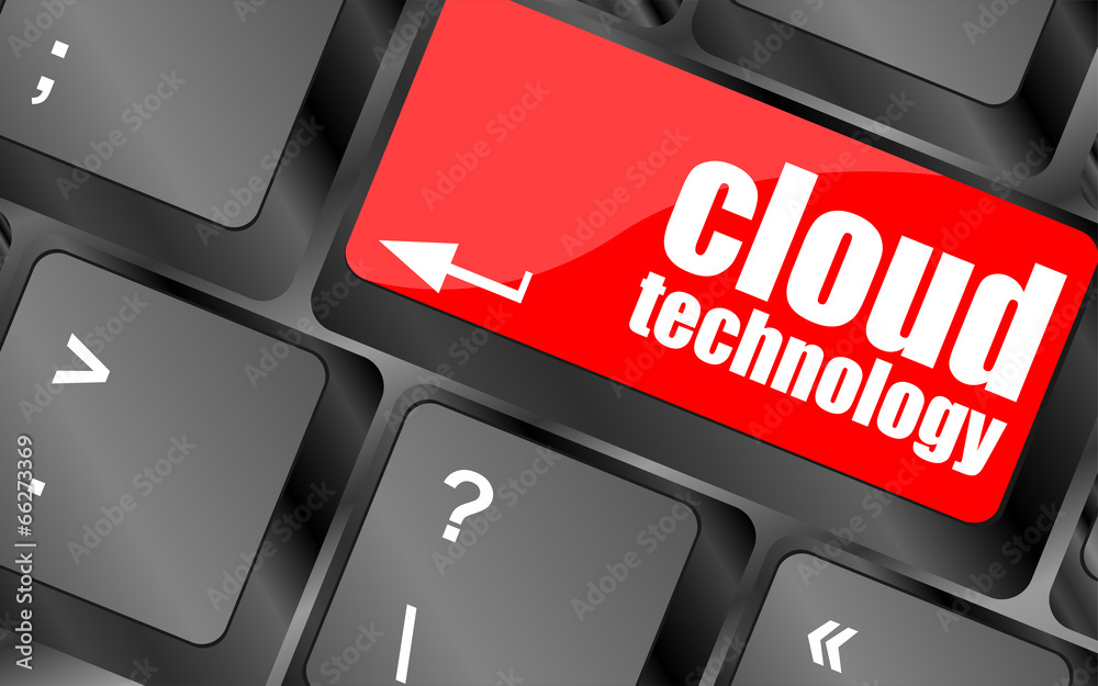 Poster connect to cloud concept on button of the keyboard key