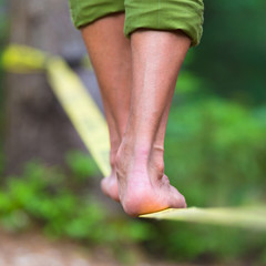 Slack line in the nature.