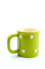 Green mug isolated white background