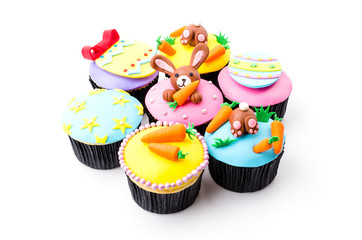 Easter cupcakes isolated white background