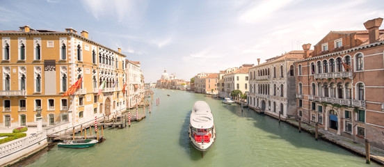 View of the grand canal with vaporetto and boats