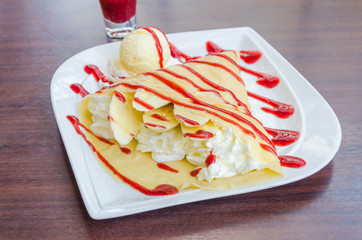 Strawberry crepe dessert