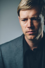 Handsome caucasian man with deep depression