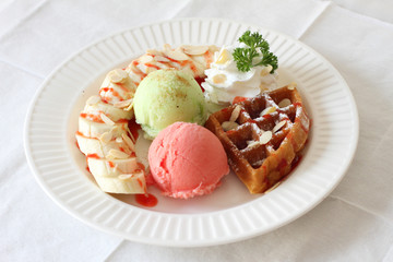 ice cream with waffle