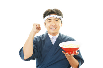 笑顔のラーメン職人