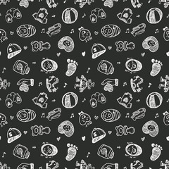 seamless doodle baby pattern background
