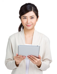 Asian woman use tablet