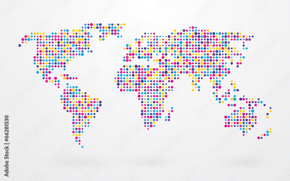 Canvas Prints world map made ​​up of small colorful dots