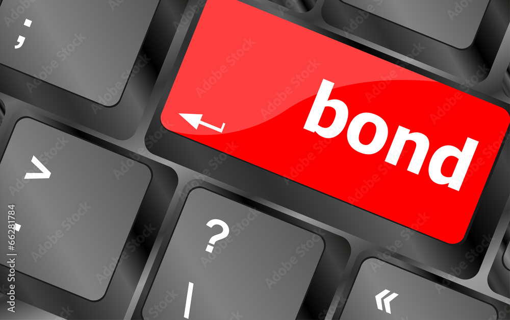 Poster bond button on computer pc keyboard key