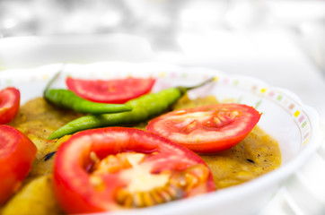 indian potato curry served decorated