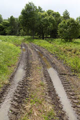 Fototapeta na wymiar Tractor tracks.