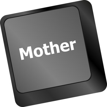 Keyboard with mother word on computer button