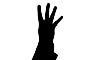 man's hand showing four black