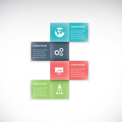 Square box business infographic option vector flat timeline