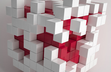Abstract wallpaper of red and white cubes