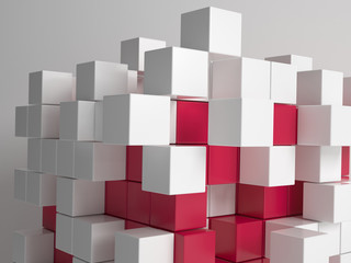Abstract wallpaper of red and white cubes