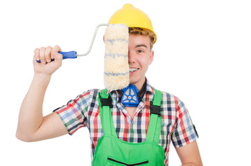 Funny painter isolated on white
