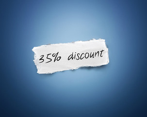 Word - 35% discount - on a scrap of white paper