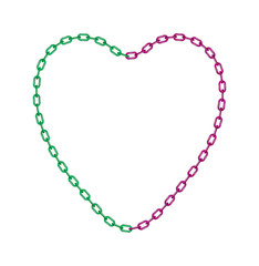 Half of chain in green and half of chain in purple colour
