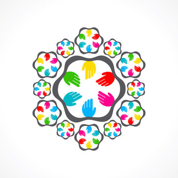 creative design with colorful hand icon