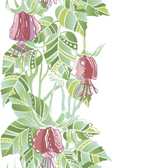 Vector seamless vertical pattern with flowers for your design - obrazy, fototapety, plakaty