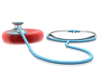 Blood cell with medical stethoscope