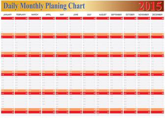 Daily Monthly Planing Chart Year 2015