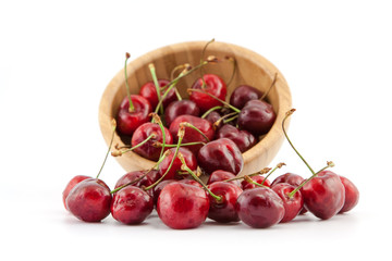 Bowl with ripe red cherries