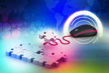 Computer mouse with puzzles