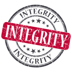 Integrity red grunge textured vintage isolated stamp