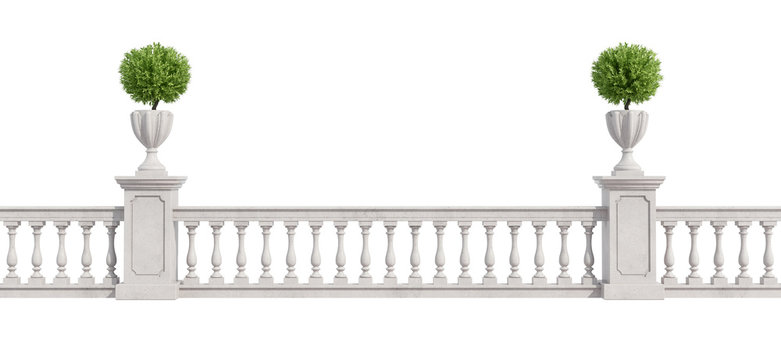 Classic balustrade isolated on white