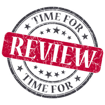 Time for review red grunge textured vintage isolated stamp
