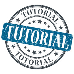 Tutorial blue grunge textured vintage isolated stamp