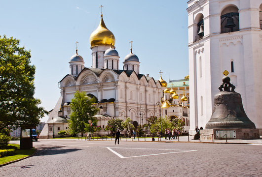 Moscow's Kremlin Cathedral of the Archangel with th Tsar Bell