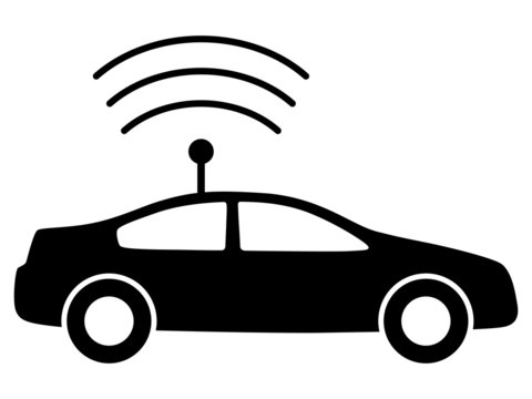 Schwarzes Icon für autonomes Fahren – Vektor/freigestellt