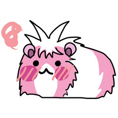 モルモットのイラスト／照れる、恥ずかしがる
