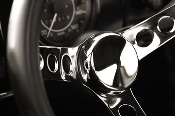 chromed luxury sportscar steering wheel © Steve Mann