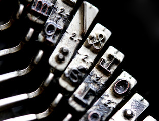 Letter & Key ampersand inside an old mechanical typewriter Itali