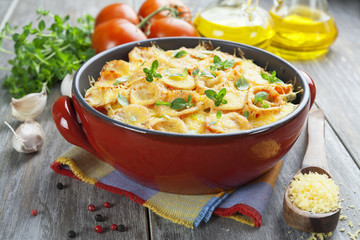 Vegetable baked with tomato and cheese