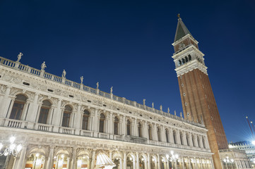 Fototapeta na wymiar The Campanile di San Marco in Venice, Italy.