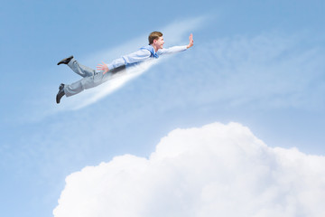 Flying businessman