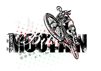 Obraz premium jumping boy on mountain bike