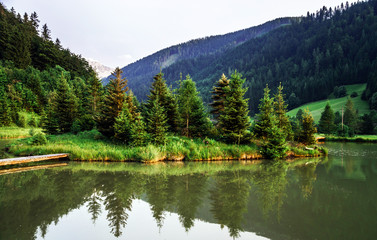Beautiful lake in austrian mountains