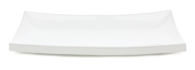 White rectangular serving plate isolated on white