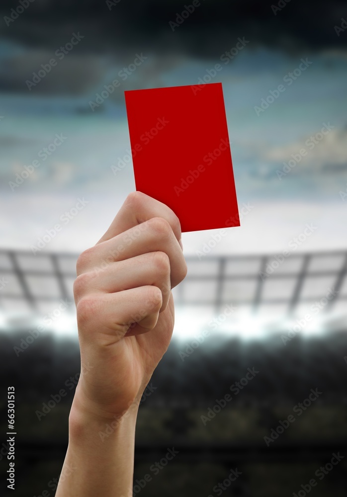 Poster composite image of hand holding up red card