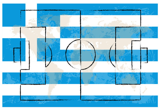 football court on Greece flag background