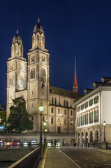 Fototapeta premium Grossmunster church, Zurich